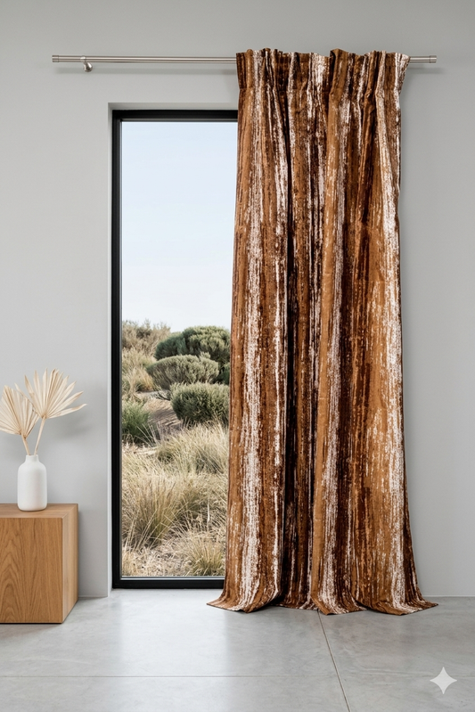 TEXTURE PRINT LINED CURTAIN - 230cm X 218cm