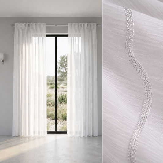 Frosted Cornelly Voile Curtain - 5m x 218cm - Taped