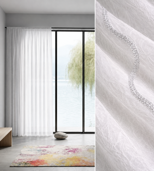 Crush Cornelly Voile Curtain - 5m x 218cm - Taped