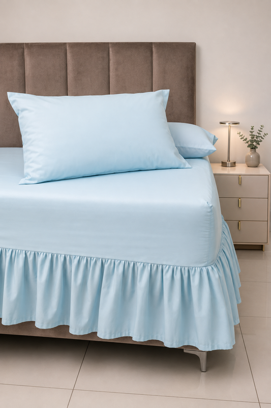 Microfibre Fitted Sheet and Frill Combo