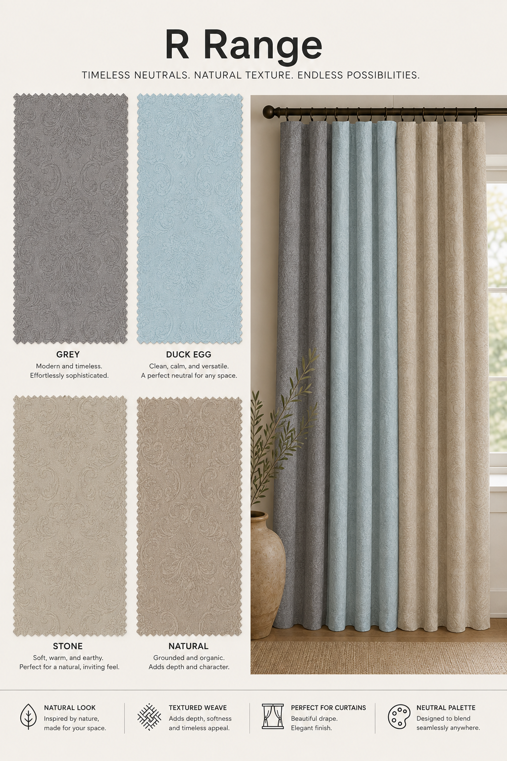 R Range Curtains - 230cm x 218cm
