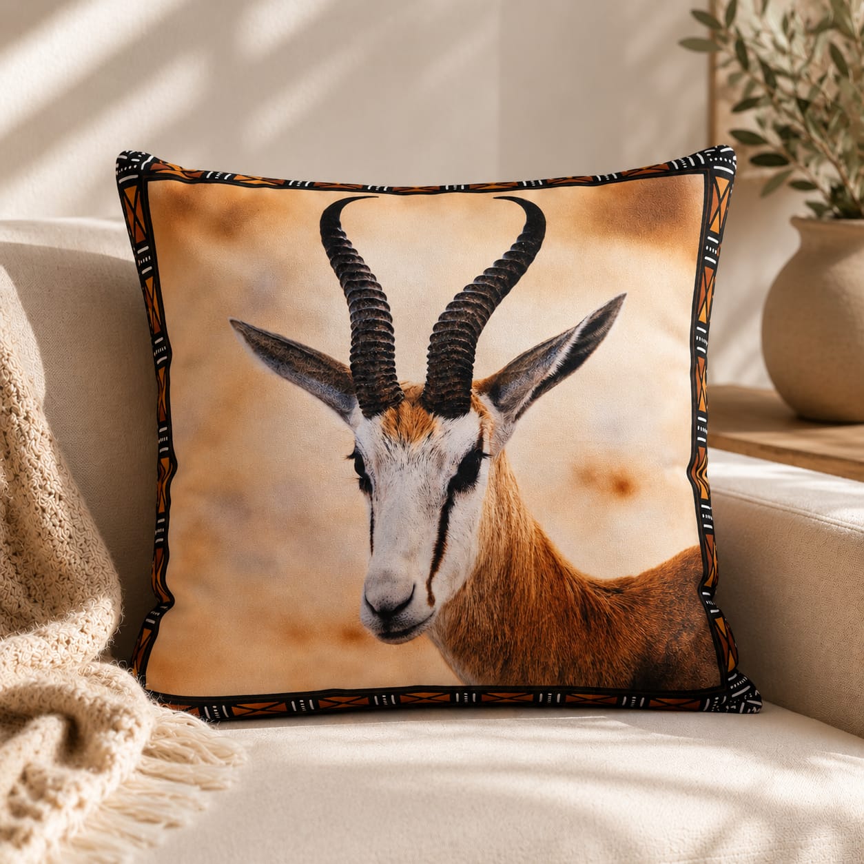 Scatter Cushion Cover Springbok Face