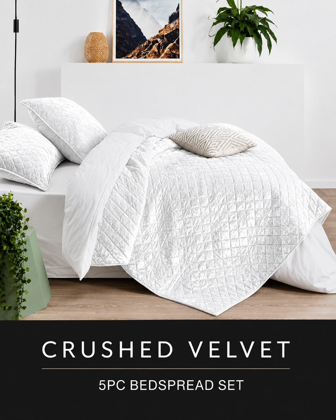 Crushed Velvet 5PC Bedspread Set