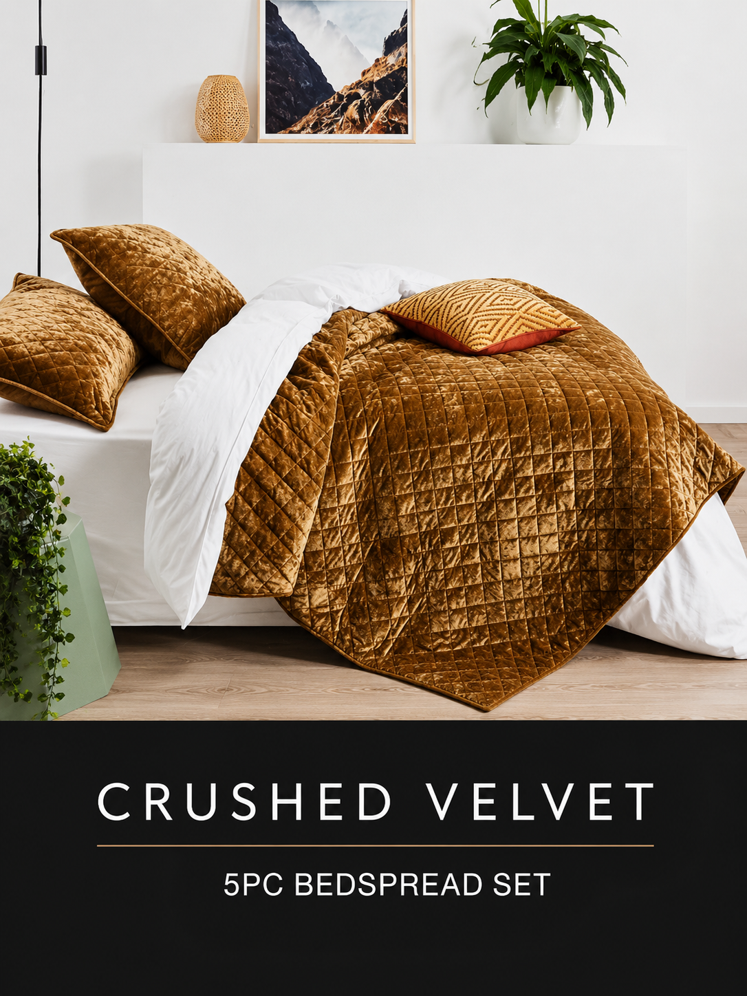 Crushed Velvet 5PC Bedspread Set